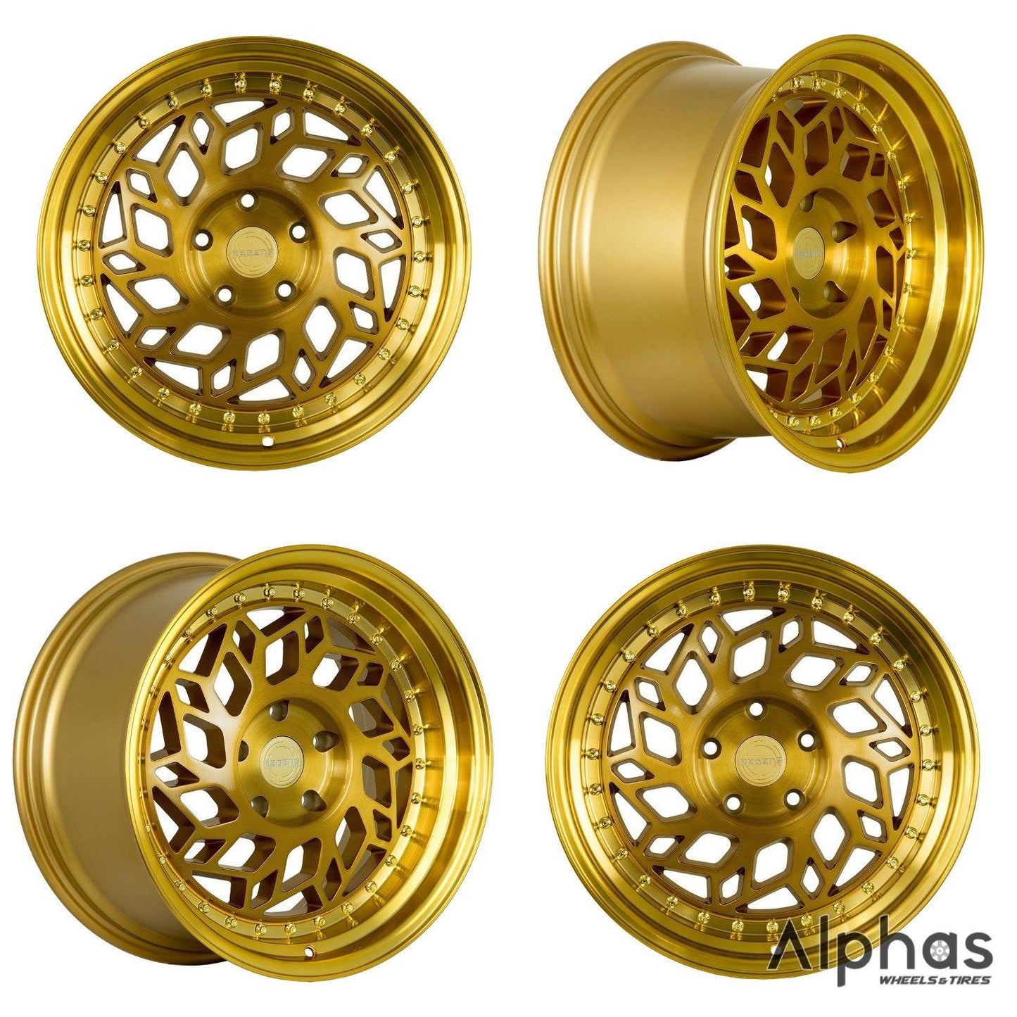 Regen5 R32 18x9.5 5x120 36ET Brushed Gold (Set of 4 Wheels) - alphasone