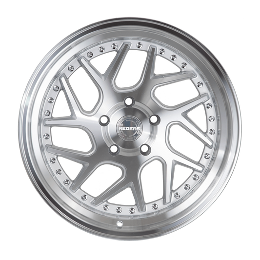 Regen5 R33 18x8.5 5x100 35ET Machine Silver/Polish Lip (Set of 4 Wheels) - alphasone