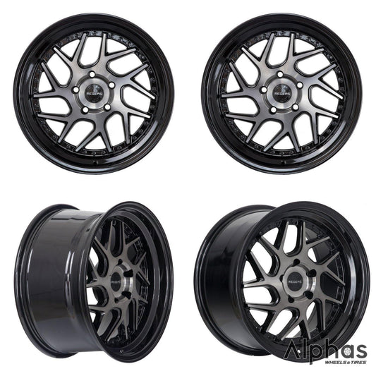 Regen5 R33 18x8.5 5x120 35ET Smoked Carbon/Black Lip (Set of 4 Wheels) - alphasone
