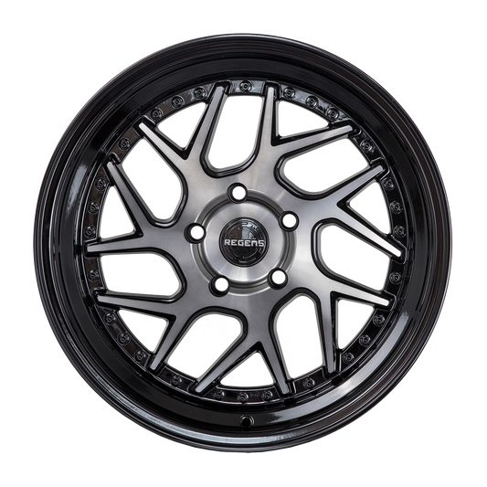 Regen5 R33 18x9.5 5x100 35ET Smoked Carbon/Black Lip (Set of 4 Wheels) - alphasone