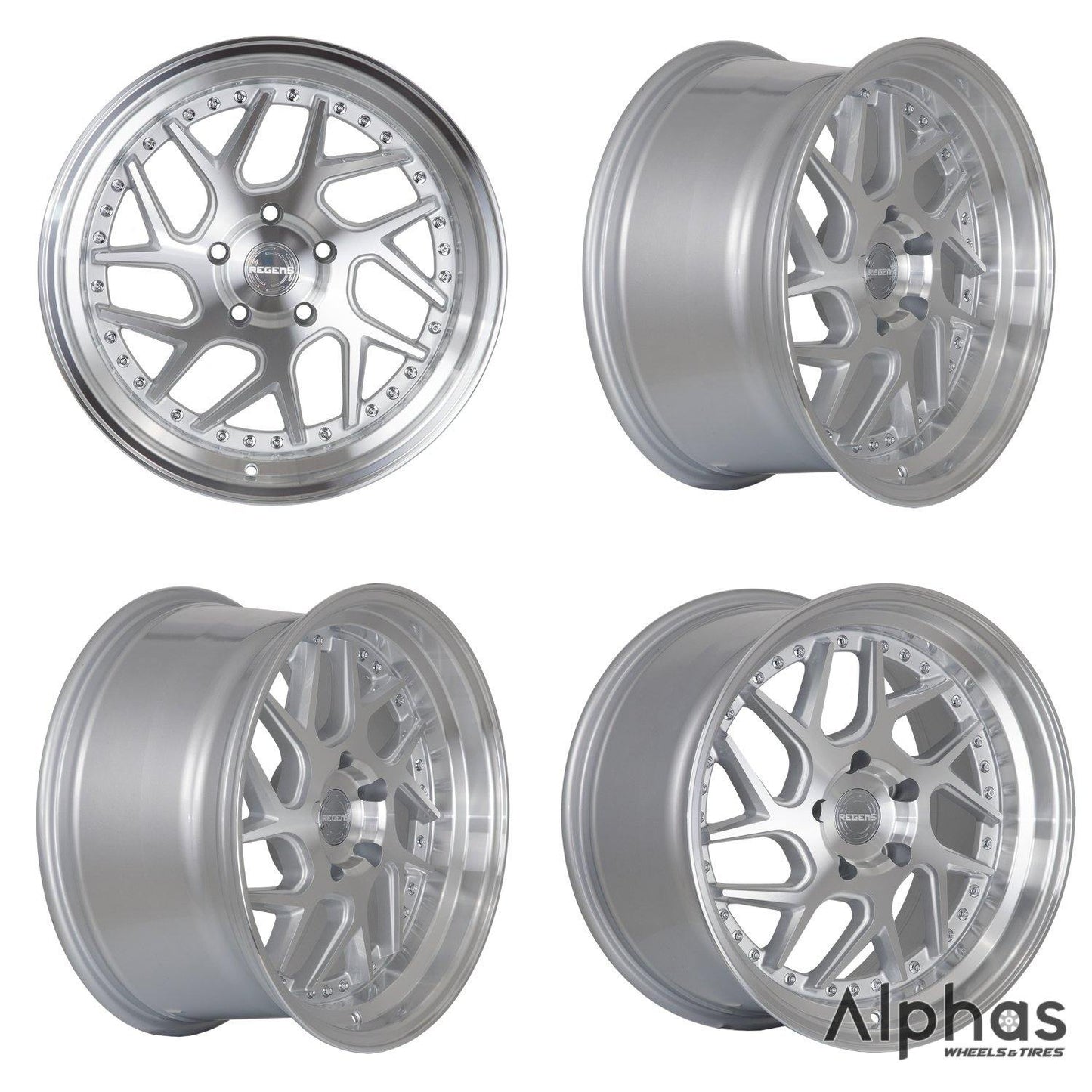 Regen5 R33 18x9.5 5x112 42ET Machine Silver/Polish Lip (Set of 4 Wheels) - alphasone
