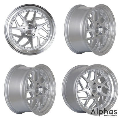 Regen5 R33 18x9.5 5x112 42ET Machine Silver/Polish Lip (Set of 4 Wheels) - alphasone