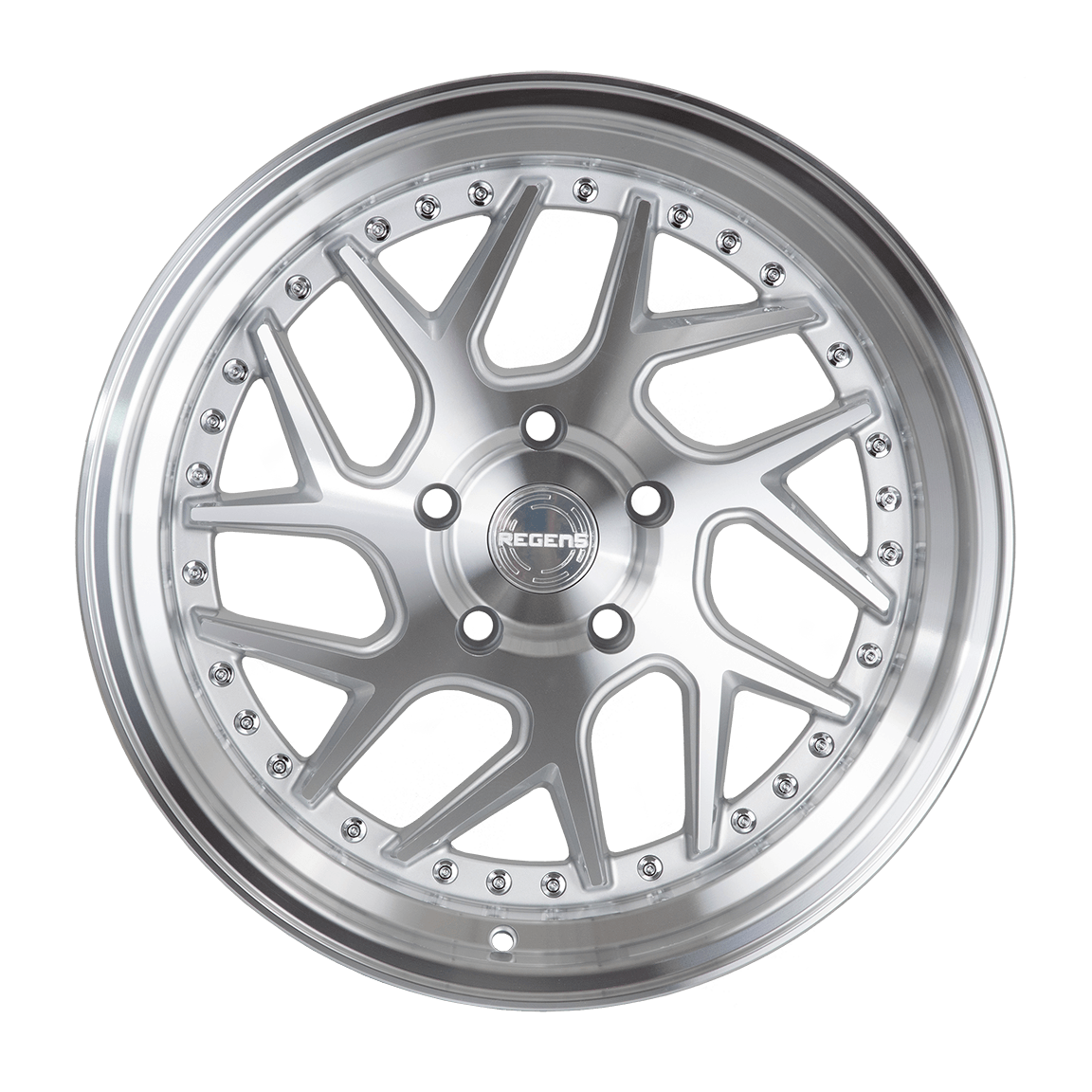 Regen5 R33 18x9.5 5x112 42ET Machine Silver/Polish Lip (Set of 4 Wheels) - alphasone