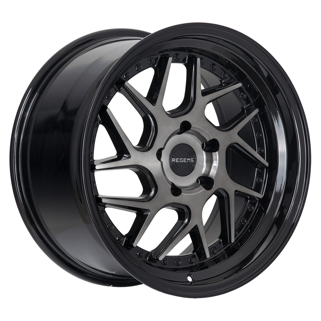 Regen5 R33 18x9.5 5x114.3 38ET Smoked Carbon/Black Lip (Set of 4 Wheel ...