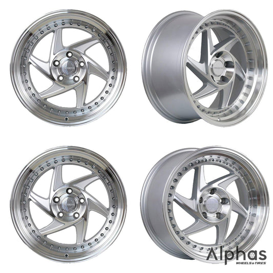 Regen5 R34 18x8.5 5x114 38ET Machine Silver/ Polish Lip (Set of 4 Wheels) - alphasone