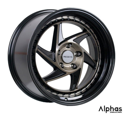 Regen5 R34 18x9.5 5x112 40ET Smoked Carbon/ Black Lip (Set of 4 Wheels) - alphasone