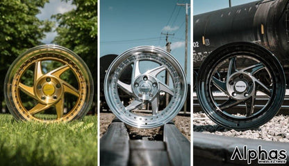 Regen5 R34 18x9.5 5x112 40ET Smoked Carbon/ Black Lip (Set of 4 Wheels) - alphasone