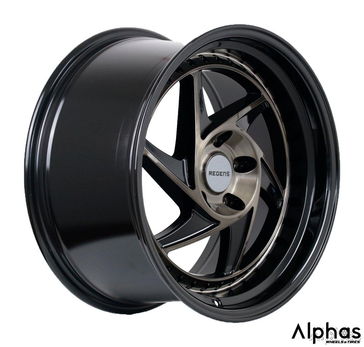 Regen5 R34 18x9.5 5x112 40ET Smoked Carbon/ Black Lip (Set of 4 Wheels) - alphasone