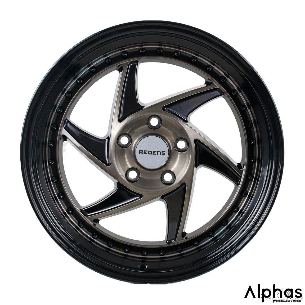 Regen5 R34 18x9.5 5x112 40ET Smoked Carbon/ Black Lip (Set of 4 Wheels) - alphasone