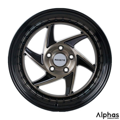 Regen5 R34 18x9.5 5x112 40ET Smoked Carbon/ Black Lip (Set of 4 Wheels) - alphasone