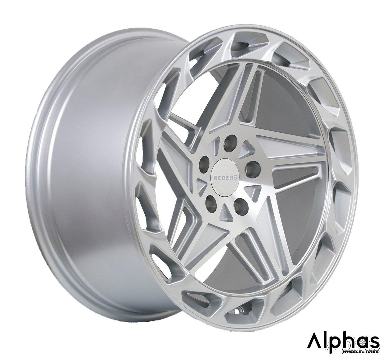 Regen5 R35 18x8.5 5x112 40ET Machine Silver (Set of 4 Wheels) - alphasone