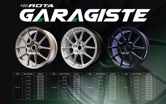 ROTA GARAGISTE 19x8.5 5X114.3 44 43 FLAT BLACK - alphasone