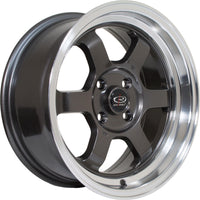 ROTA GRID-V 15x7 4X100 20 67.1 GUNMETAL WITH POLISH LIP - alphasone