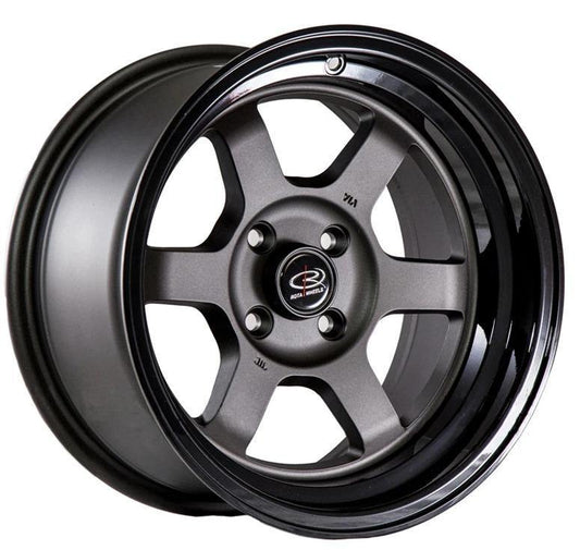 ROTA GRID-V 15x9 4X100 0 67.1 FLAT GUNMETAL WITH BLACK LIP - alphasone