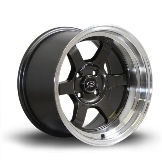 ROTA GRID-V 15x9 4X100 0 67.1 GUNMETAL WITH POLISH LIP - alphasone