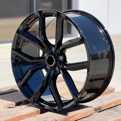 set of 4 wheels LR3 22X10 5X120 +45 72.6 FULL GLOSS BLACK RIMS FITS 22