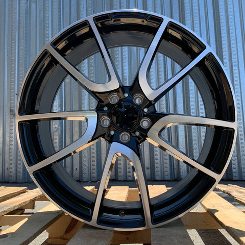 SET of 4 WHEELS RIMS / MB10 19X8.5 5X112 ET38 CB 66.6 BLACK MACHINED FACE - alphasone