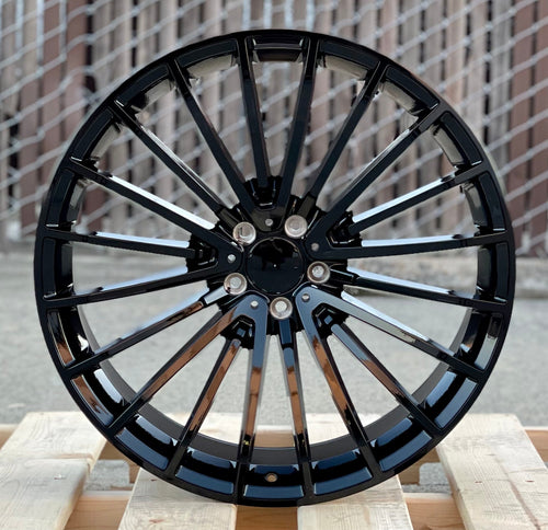 SET of 4 WHEELS RIMS / MB15 20X9.5 5X112 +42 66.6 GLOSS BLACK - alphasone