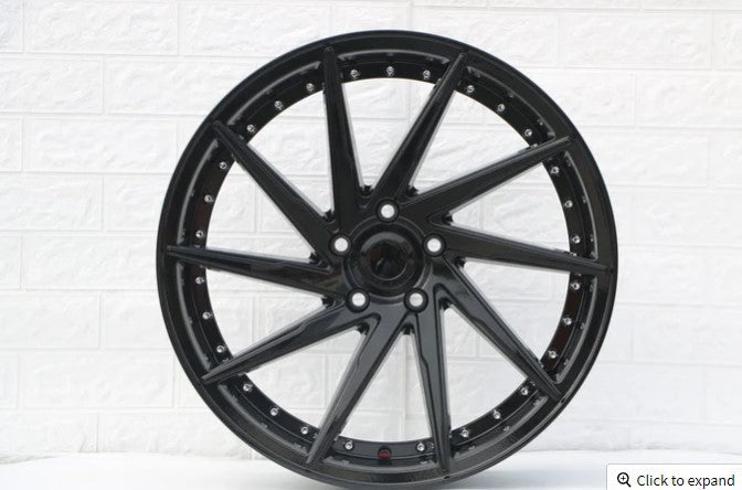 SET OF 4 WHEELS RIMS / W511 1284A Gloss Black Silver Rivert 19x8.0 ET35 5x114.3 CB73.1 - alphasone
