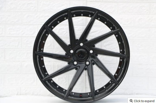 SET OF 4 WHEELS RIMS / W511 1284A Gloss Black Silver Rivert 19x9.5 ET35 5x114.3 CB73.1 - alphasone