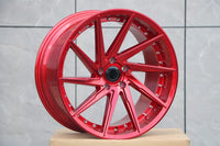SET OF 4 WHEELS RIMS / W511 Red With Machined Lip Red Clear Coat Silver Rivert 19x8.5 ET35 5x114.3 CB73.1 - alphasone