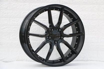 SET OF 4 WHEELS RIMS /W512 1646 Gloss Black Silver Rivert 20*8.5 ET35 5x120 CB72.56 - alphasone