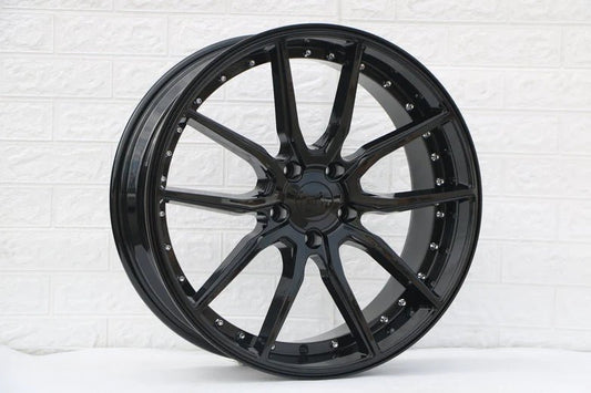 SET OF 4 WHEELS RIMS /W512 1646 Gloss Black Silver Rivert 20*8.5 ET35 5x120 CB72.56 - alphasone