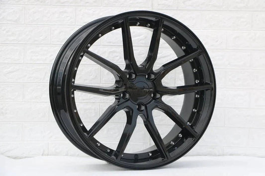 SET OF 4 WHEELS RIMS /W512 1646 Gloss Black Silver Rivert 20*8.5 ET35 5x120 CB72.56 - alphasone