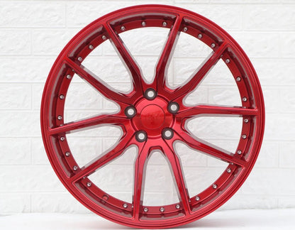 SET OF 4 WHEELS RIMS /W512 Red Machined Lip Silver Rivert 20*9.5 ET35 5x114.3 CB73.1 - alphasone