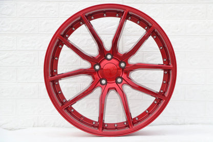 SET OF 4 WHEELS RIMS /W512 Red Machined Lip Silver Rivert 20*9.5 ET35 5x120 CB72.56 - alphasone