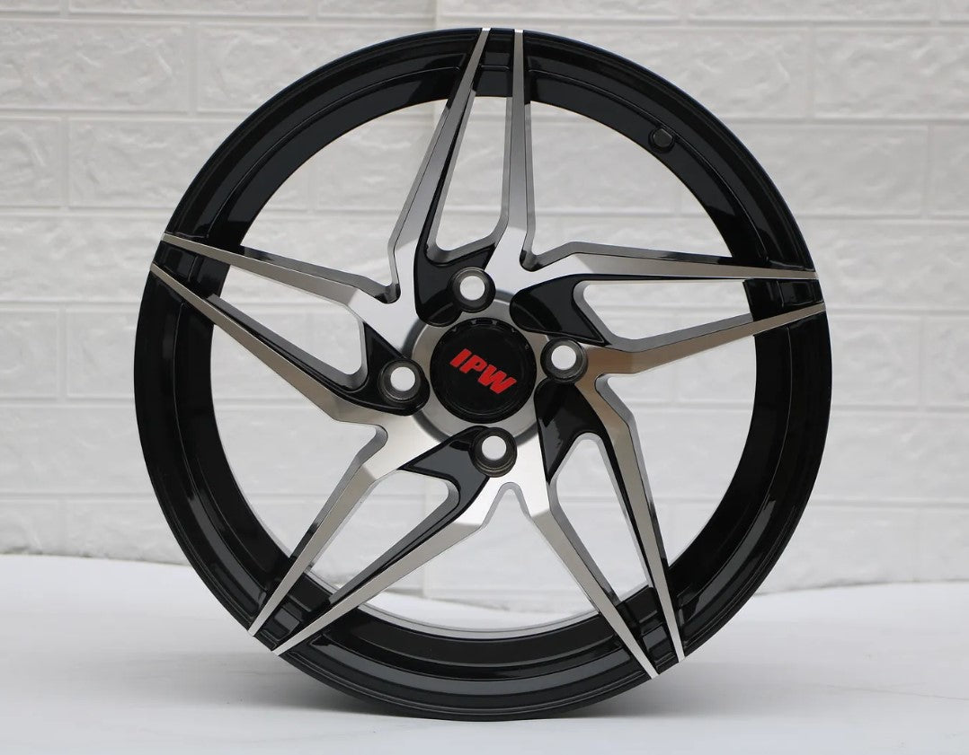 SET of 4 WHEELS RIMS / W563 XH685 Black Machined Face 15x7.0 ET35 4x100 CB73.1 - alphasone