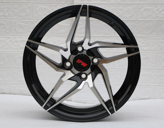 SET of 4 WHEELS RIMS / W563 XH685 Black Machined Face 15x7.0 ET35 4x100 CB73.1 - alphasone