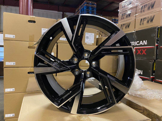 SET OF 4 WHEELS RIMS /W670 1571 Black Machined Face 18x8.0 ET35 5x112 CB66.6 - alphasone