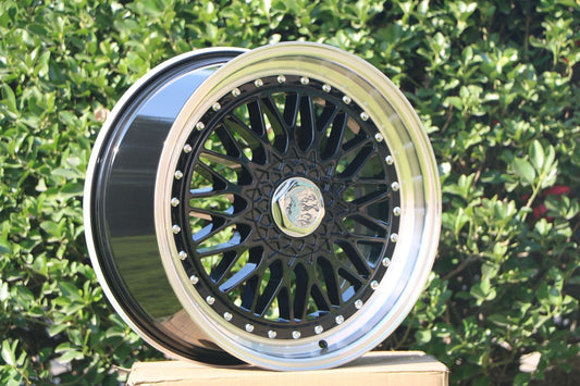 SET of 4 WHEELS RIMS / W881 Black Machined Lip 19x8.5 ET35 5x112/114.3 CB73.1 - alphasone