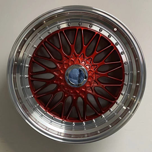 SET of 4 WHEELS RIMS /W885 479 Red Machined Lip Silver Rivert 22x9.0 ET30 5x112/114.3 CB73.1 - alphasone