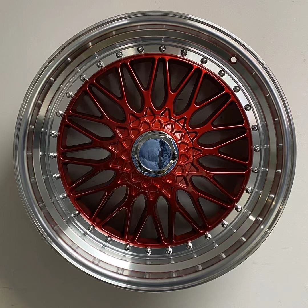 SET of 4 WHEELS RIMS / W885 Red Machined Lip With Silver Rivert 20x8.5 ET35 5x120/114.3 - alphasone