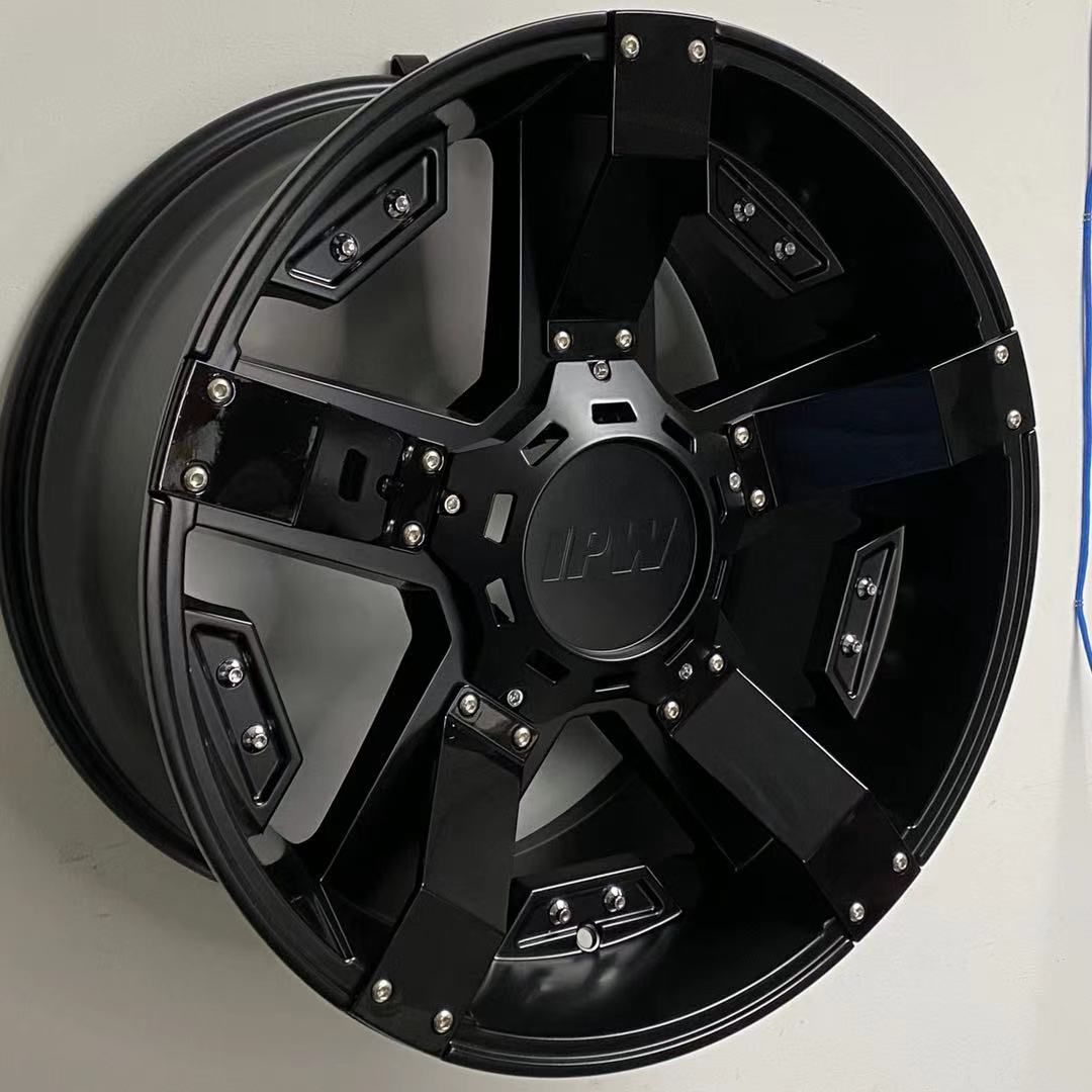 SET of 4 WHEELS RIMS / W925 1614 Saint Black With Gloss Black Strip 20x10 Et13 6x135/139.7 CB110.5 - alphasone