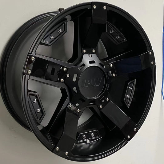 SET of 4 WHEELS RIMS / W925 1614 Saint Black With Gloss Black Strip 20x10 Et13 6x135/139.7 CB110.5 - alphasone