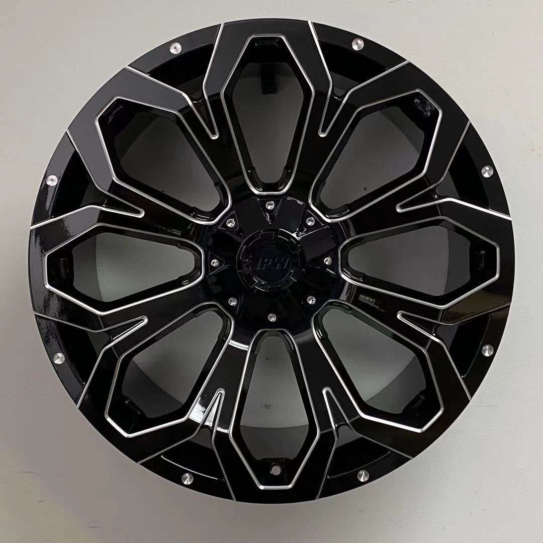 SET of 4 WHEELS RIMS / W957 /W950 1521 Gloss Black Milling 22x10 ET0 6x135/139.7 CB106.1 - alphasone