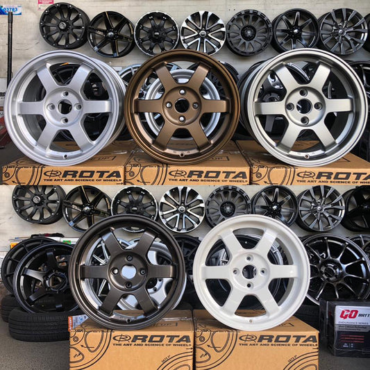 set of 4 wheels - ROTA GRID 16x7 4X100 +40 HYPER BLACK fits FITS CIVIC INTEGRA DEL SOL FIT CRX - alphasone
