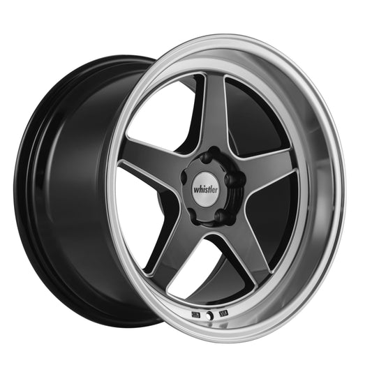 Whistler KR2 18x9.5 5x114.3 +20 73.1 Gloss Black Machined Lip - alphasone